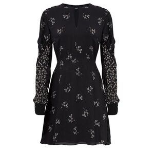 Tibi Black Long Sleeve Floral Dress